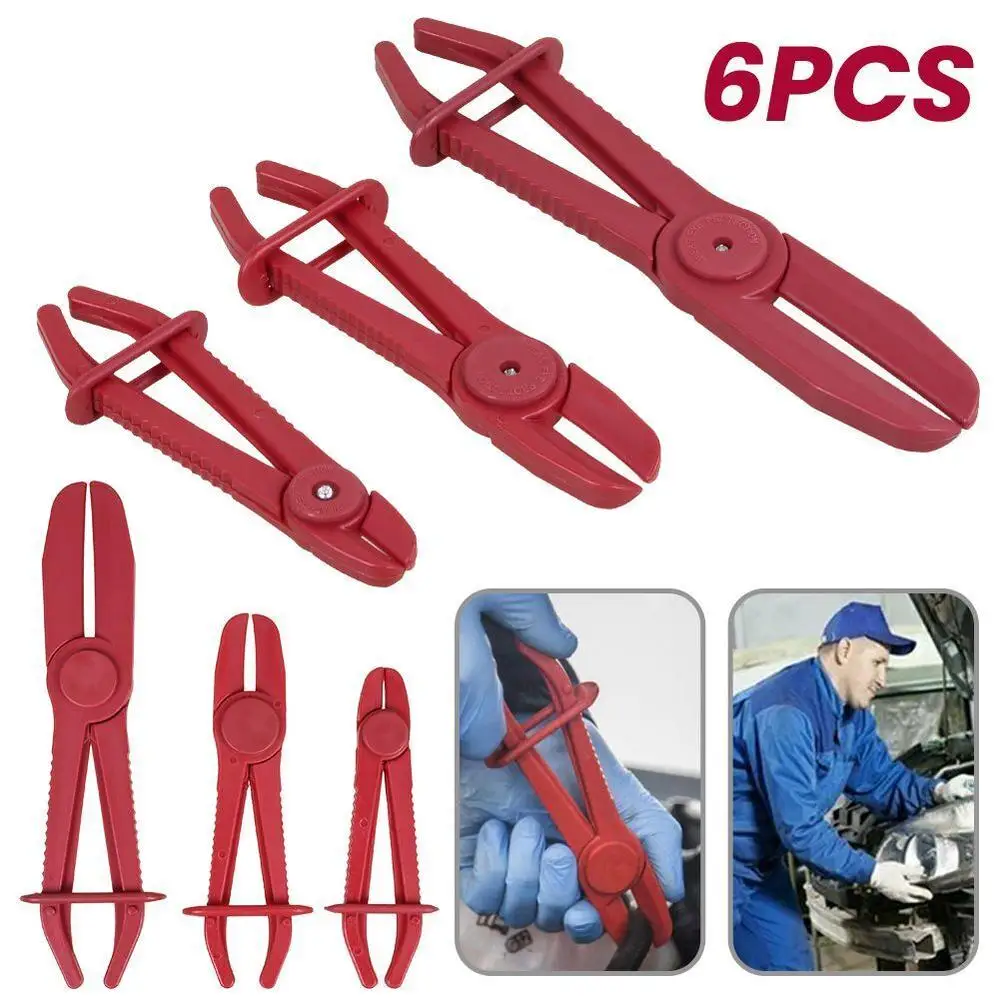 

6Pcs Free Plier Adjustable Hose Clamp sealing Brake Fuel Line Cut Off Clamp Plastic Hands Car Water Pipe Repair Fix Tools