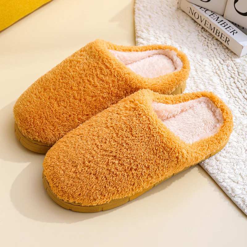 Winter Men and Women Cotton Slippers Indoor Warm Anti Skid Couples Shoes Comfortable Wear-resistant Damping Plush Home Slippers