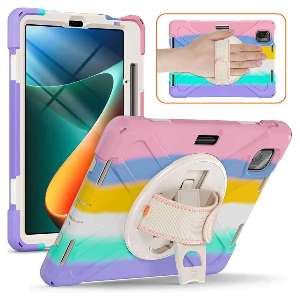 For Xiaomi Mi Pad 5/5 Pro 11" 2021 Shockproof Case,Heavy Duty Full Protective Case 360° Rotating Handle Stand+Shoulder Strap