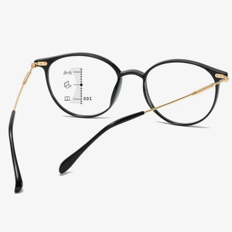 Chic Round Frame Multifocal Anti-Blue Light Reading Glasses