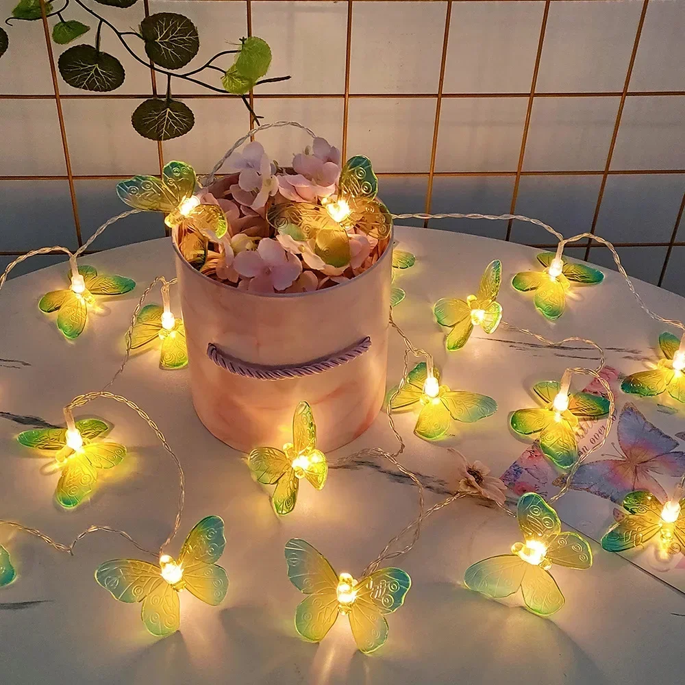 thumbnail image 1 of 1M 3M LED Butterfly String Lights Battery Powered Fairy Lights Room Garland Curtain Girls Xmas Brithday Wedding Party Home Decor, 1 of 5