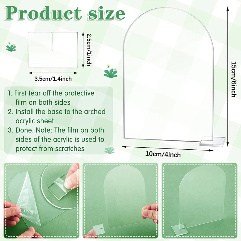 Acrylic Transparent Arched Semicircular Digital Seat Card Diy Blank Party Decoration Wedding Table Card Display Table Base