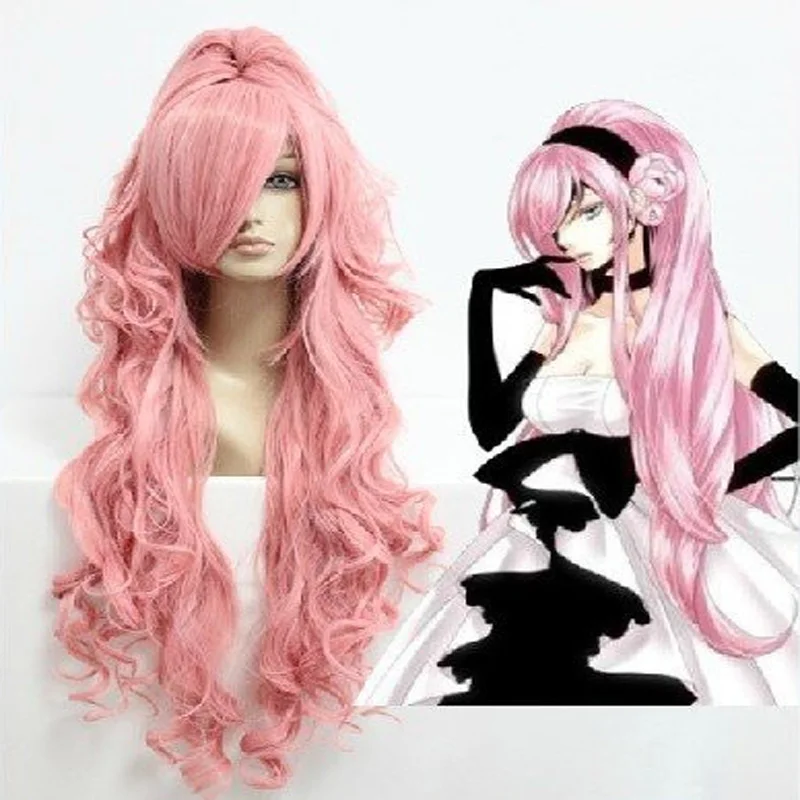 HAIRJOY Synthetic Hair Vocaloid Luka Cosplay Wig Pink Red Curly Wigs with Ponytail synthetic wig ponytail extensions