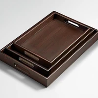 Wooden Food Tray Solid Wood Serving Tray With Handle Rectangular Wooden Dinner Bread Fruit Food Plate 1