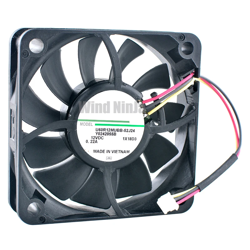 U60R12MUBB-52J24 Y0242055B 6cm 60mm ventilateur 60x60x15mm DC12V 0.22A 3pin Ventilateur à flux axial ventilateur de refroidissement pour budgétaire tos