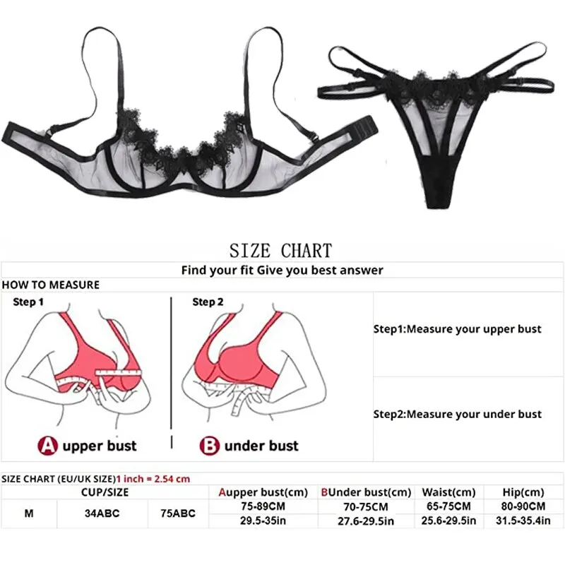 Women Lingerie Set Sexy Bra Set Women Underwear Set Women Lingerie Set Two Piece Bowknot Transparent Mesh Lace Steel Ring Bra Thongs Underwire Lingerie Underwear Bras
