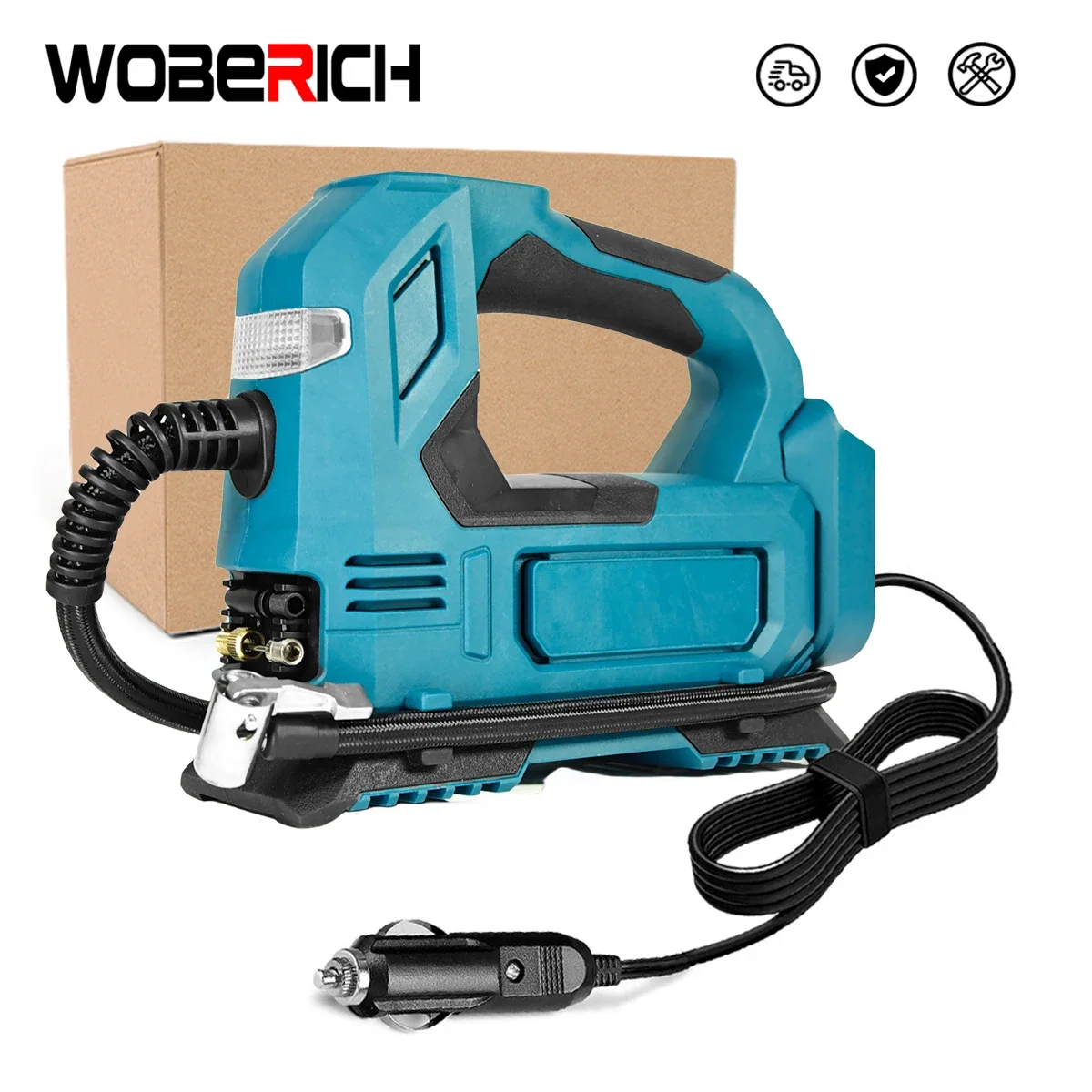 WOBERICH Portable Powered Cordless Electric Air Pump Portable Car Air Compressor For Car Bicycle Tires Balls For Makita 18V Battery, portable powered cordless electric air pump portable car air compressor for car bicycle tires balls for Makita 18V battery