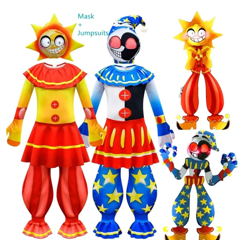 Moondrop Fnaf Sun Clown Cosplay Costume Per Bambini Costumi Di Halloween Per Bambini Moondrop Sunrise Fnafcarnival Tute Cosplay