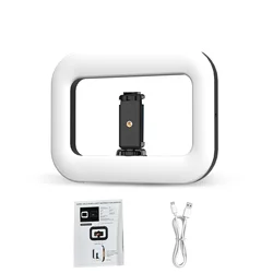 Portable Rechargeable Selfie Ring Light with Phone Holder and Stabilizer (WHITE)