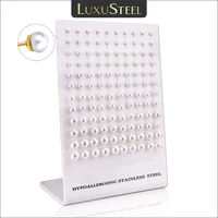 60Pairs Round White Imitation Pearl Stud Earrings For Women Men Korean Simpe Stainless Steel Push Back Ear Wholesale Jewelry Set 1