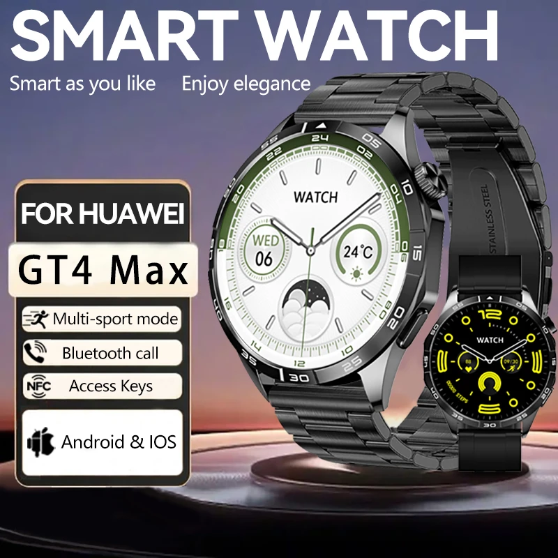 

2024 GT4 Smartwatch NFC 1.43" 466*466 AMOLED Screen Bluetooth Call NFC Watch for Huawei Xiaomi 100+ Sports Modes IP68 waterproof