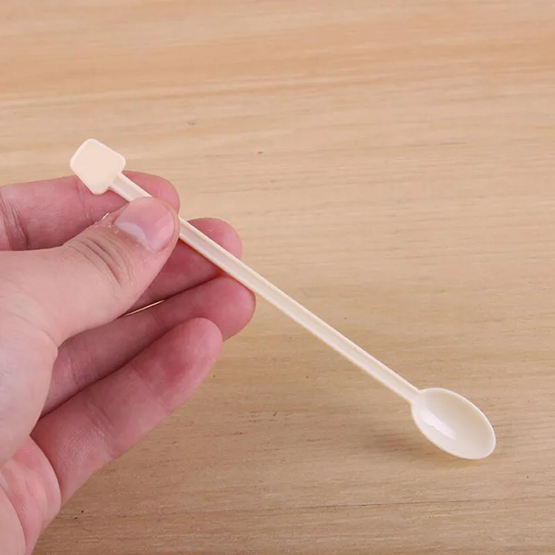 Description Picture 4 of item500/100Pcs Coffee Dessert Cake Spoons Plastic Spoon Safe Tea Coffee Ice Cream Stick Stirring Bar Disposable Spoons