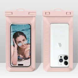 Universal Extra - Large Waterproof Phone Pouch and Underwater Dry Bag (Pink)