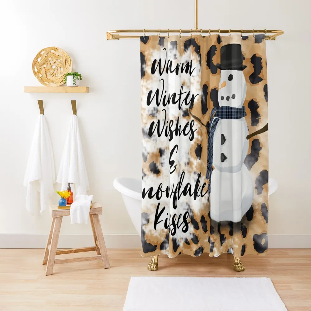 

Winter Vibes. Warm Winty Wishes Shower Curtain Funny Shower Waterproof Fabric Shower Waterproof And Anti-Mold Curtain