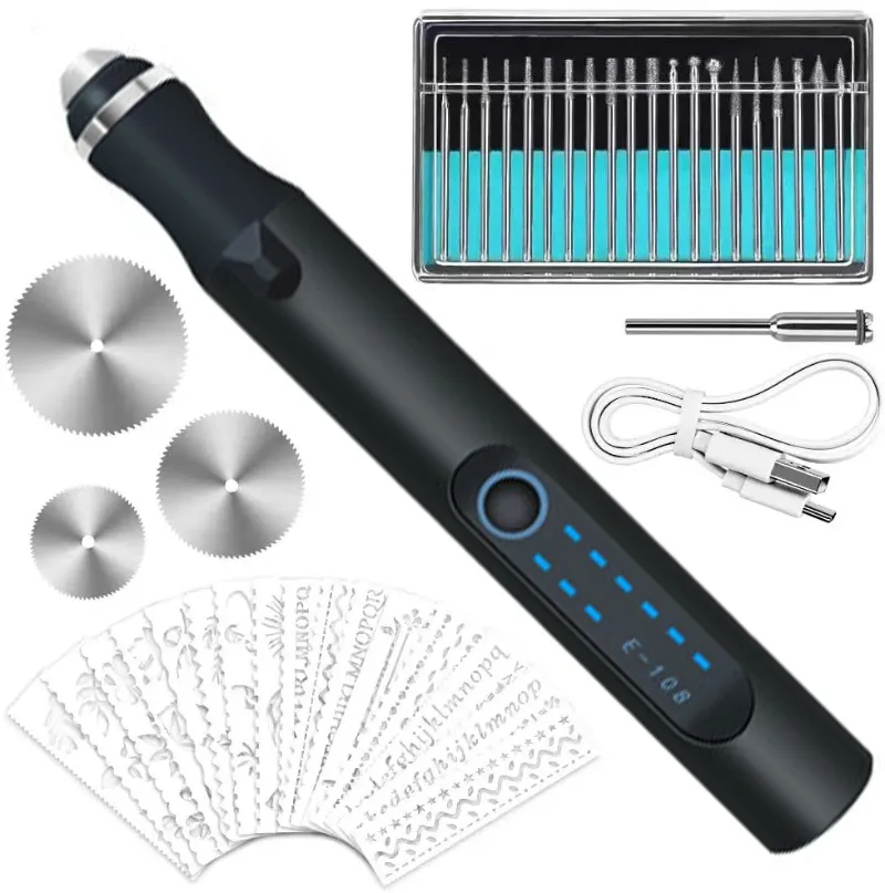 Electric Engraving Pen with 37 Bits, Rechargeable Cordless