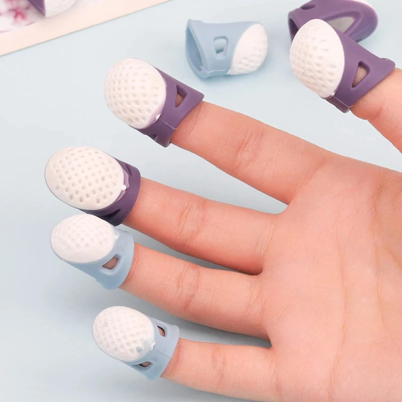 Sewing Thimbles Silicone Sewing Finger Tips Anti-slip Finger Cover Hollowed Protector Sleeve DIY Hand Cross-stitch Sewing Tools