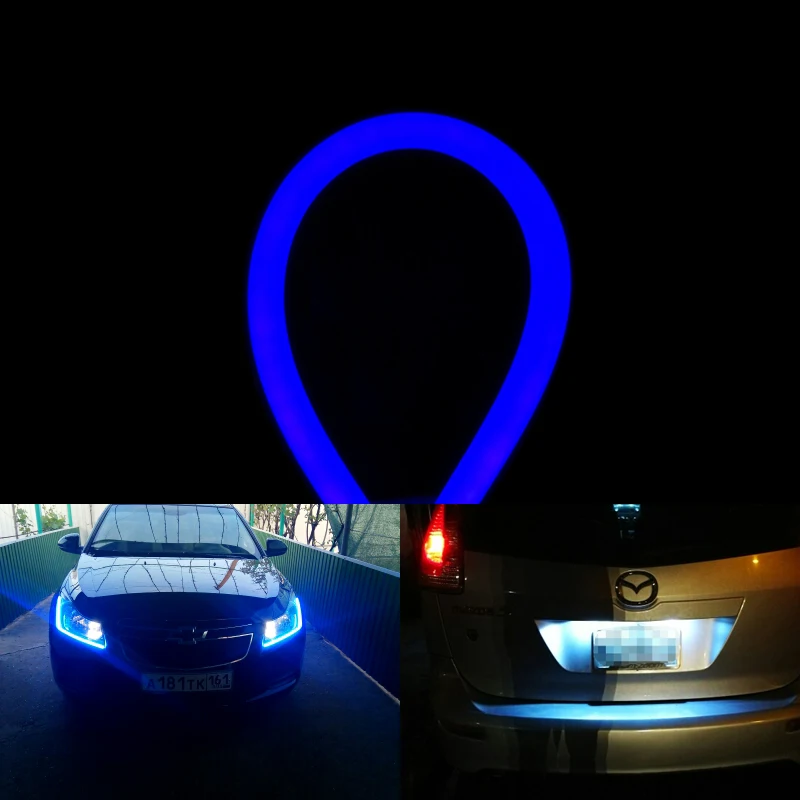 รูปสินค้า แถบไฟ LED แต่งรถ 2 ชิ้น ยืดหยุ่น 12V สัญญาณเลี้ยวกลางวัน