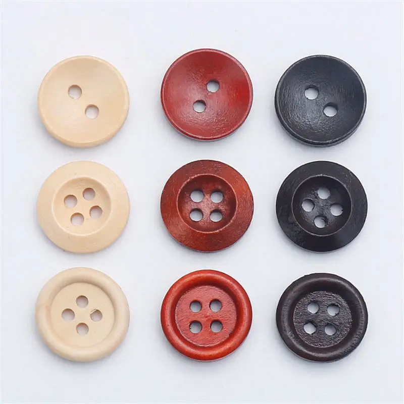 

100PCs Natural Wood Round Wooden Buttons Coffee Red DIY Sewing Scrapbooking For Clothes Handmade 2 Holes 4 Holes 11.5mm 25mm