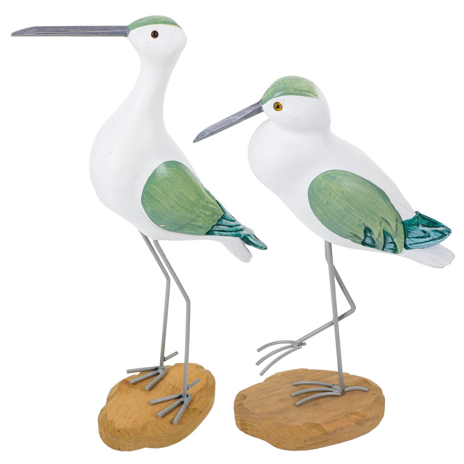 

2 Pcs Seagull Ornaments Gifts Bird Craft Artificial Desktop Wood Simulation Seaside Statue