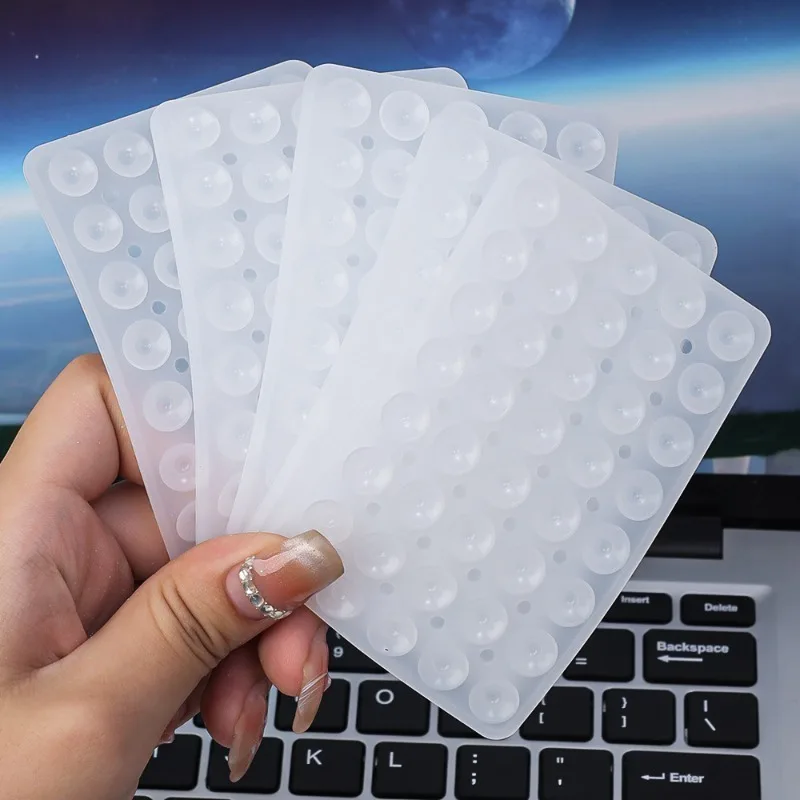 3-1Pcs Transparent Phone Case Backed Silicone Suction Pad Holder Double Side Suction Cup Bracket Silicone Fixture Desk Car Stand 4