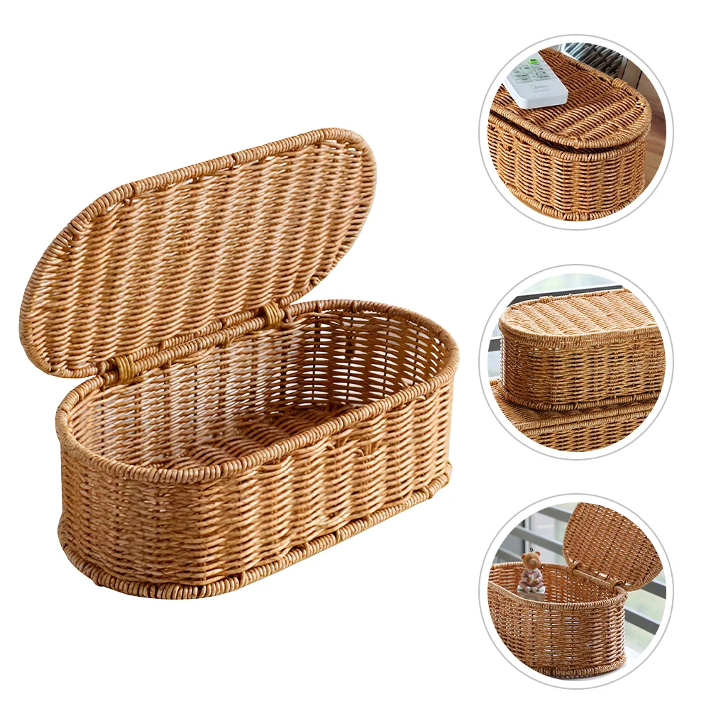 

Imitation Rattan Desktop Box Vintage Woven Gift Box Household Sundries Container