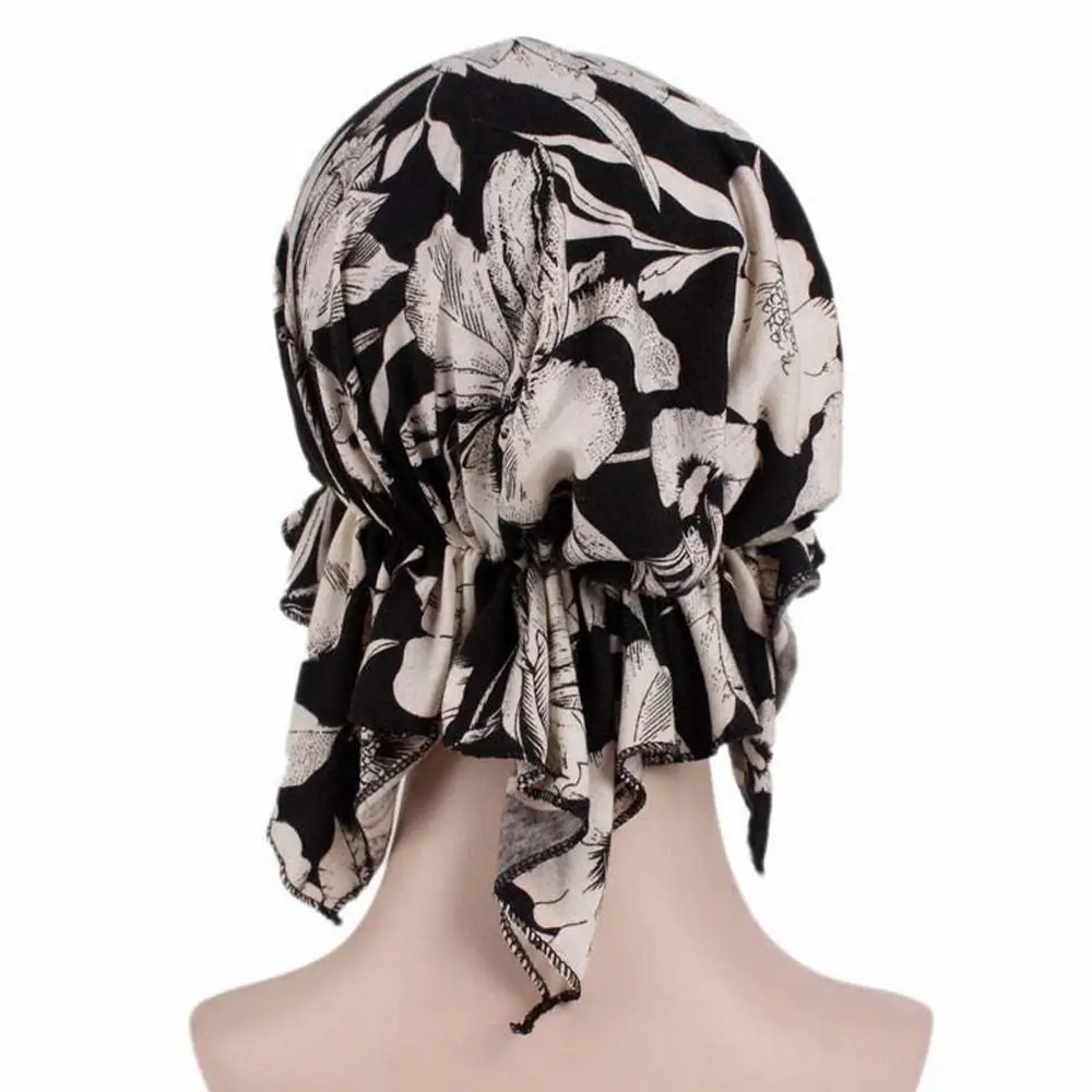 Rohr Männer Frauen Schlafmützen Mode lässig Baumwolle Hut Bandana Frauen National Wind Blumen druck Turban Chemo therapie Hut – Detail 12