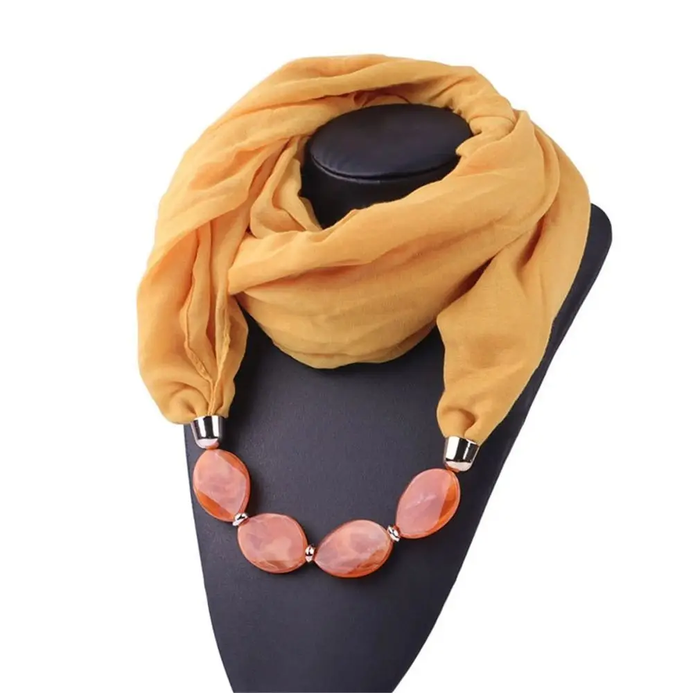 Sc9b14188a8c9463fb486b0e71e9a804cM 1Pcs Ethnic Women Scarf Resin Pendant Beaded Necklace Scarf Cotton Linen Head Scarves Costume Bead Decoration Accessories Mallzona