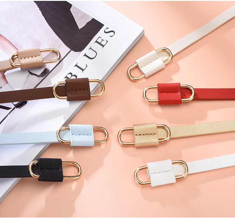 Simple Thin Belts for Women Summer Dress Belt Lightweight 110cm Long Solid Color PU Band Belts