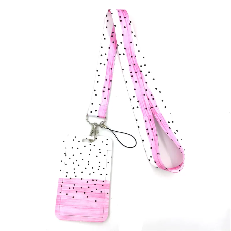 Pink Wave point Lanyard for Keys Phone Cool Neck Strap Lanyard for Camera Whistle ID Badge Cute webbings ribbons Gift Decoration flyingbee red flowers keychain cartoon cute phone lanyard women fashion strap neck lanyards for id card phone keys x0517