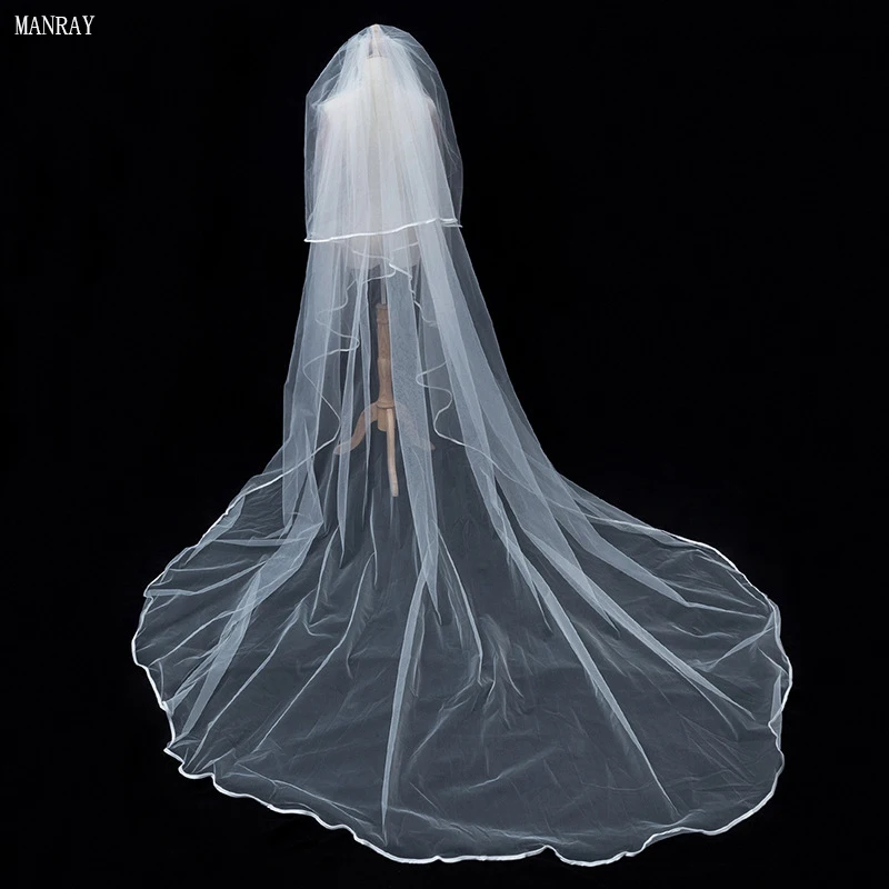 MANRAY Free Shipping 2T Satin Edge Wedding Veil Cover Face Bridal Veils With Comb Cheap Wholesale Price Veil Accessories