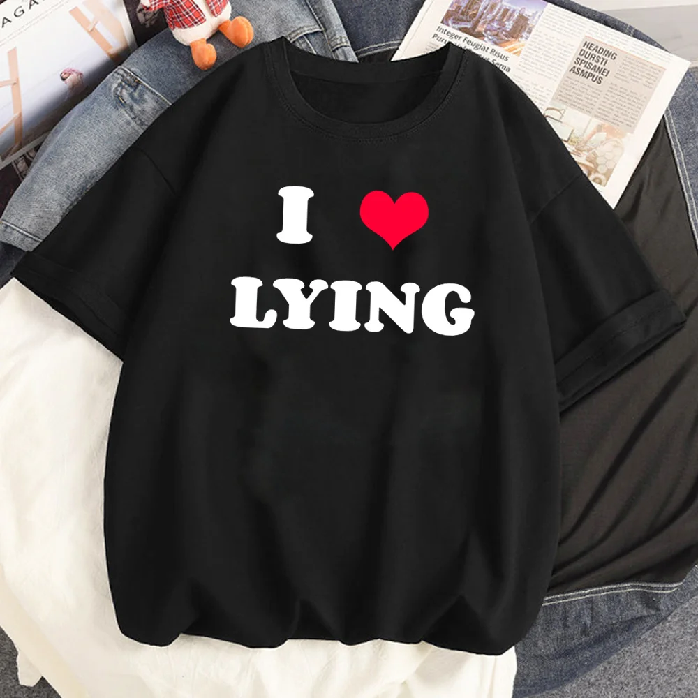 

i love lying top women graphic t-shirts girl 2000s comic clothing