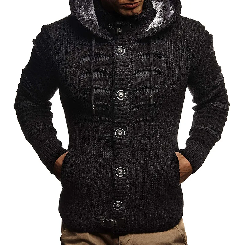 2023 Autumn/Winter Sweater Cardigan Men's Hooded Knitted Cardigan Coat Fashion Trend Knitted Hoodie Christmas Sweater    Clothes