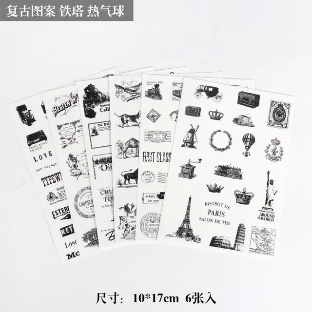 6pcs/lot  Waterproof Cartoon Cute Transparent Diy Decoration Stickers Korea Hand Account Stickers Kawaii Plastic Cup Stickers Q