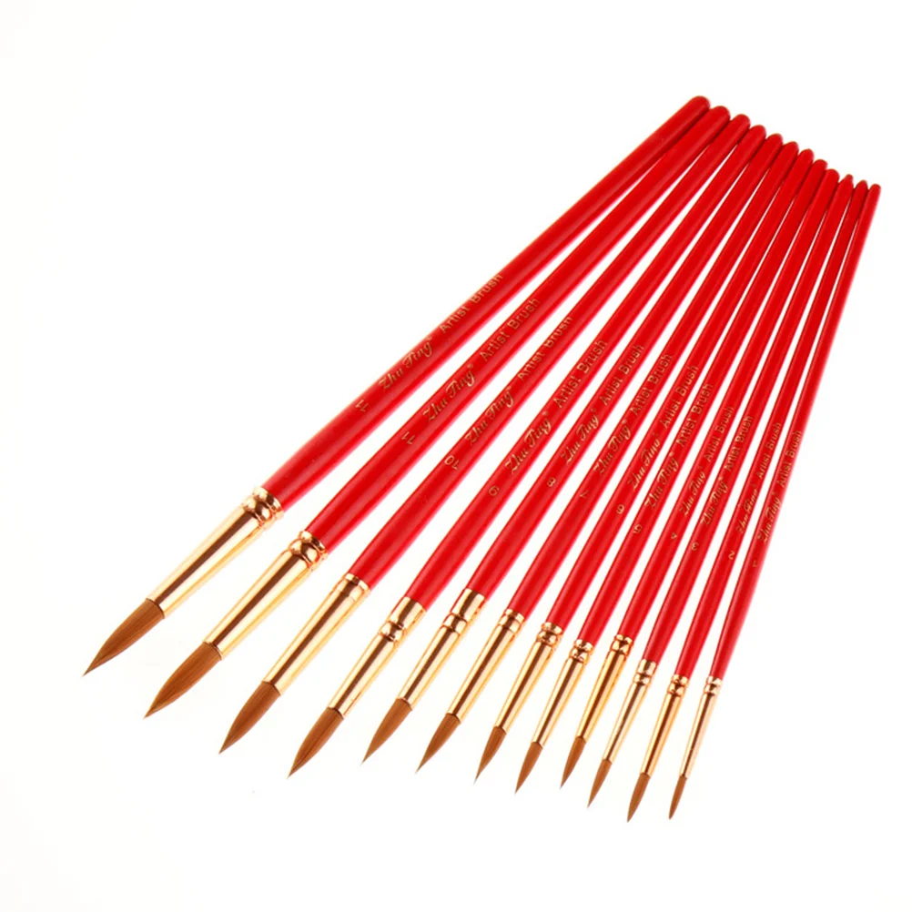 12PCS Brush Set Oil Watercolor Canvas Brush for Painting, Oil Watercolor Brush for Watercolor Oil Gouache Painting ( Red ) 18 colors portable art jelly gouache paint set 30ml painting gouache for artists palette students non toxic watercolor j9c5