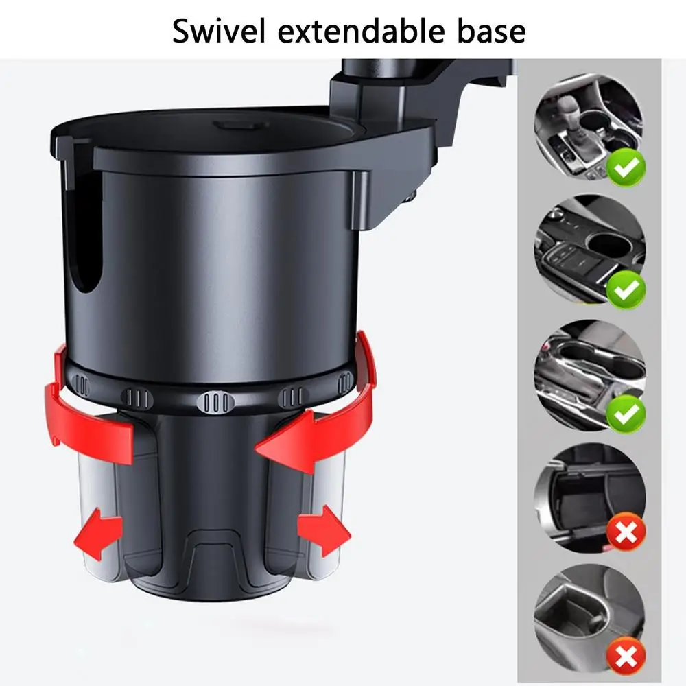 Car Cup Holder Expander With Phone Holder Adjustable Auto Double Drink Bottle Holder Cell Phone Stand Auto Interior Accessories