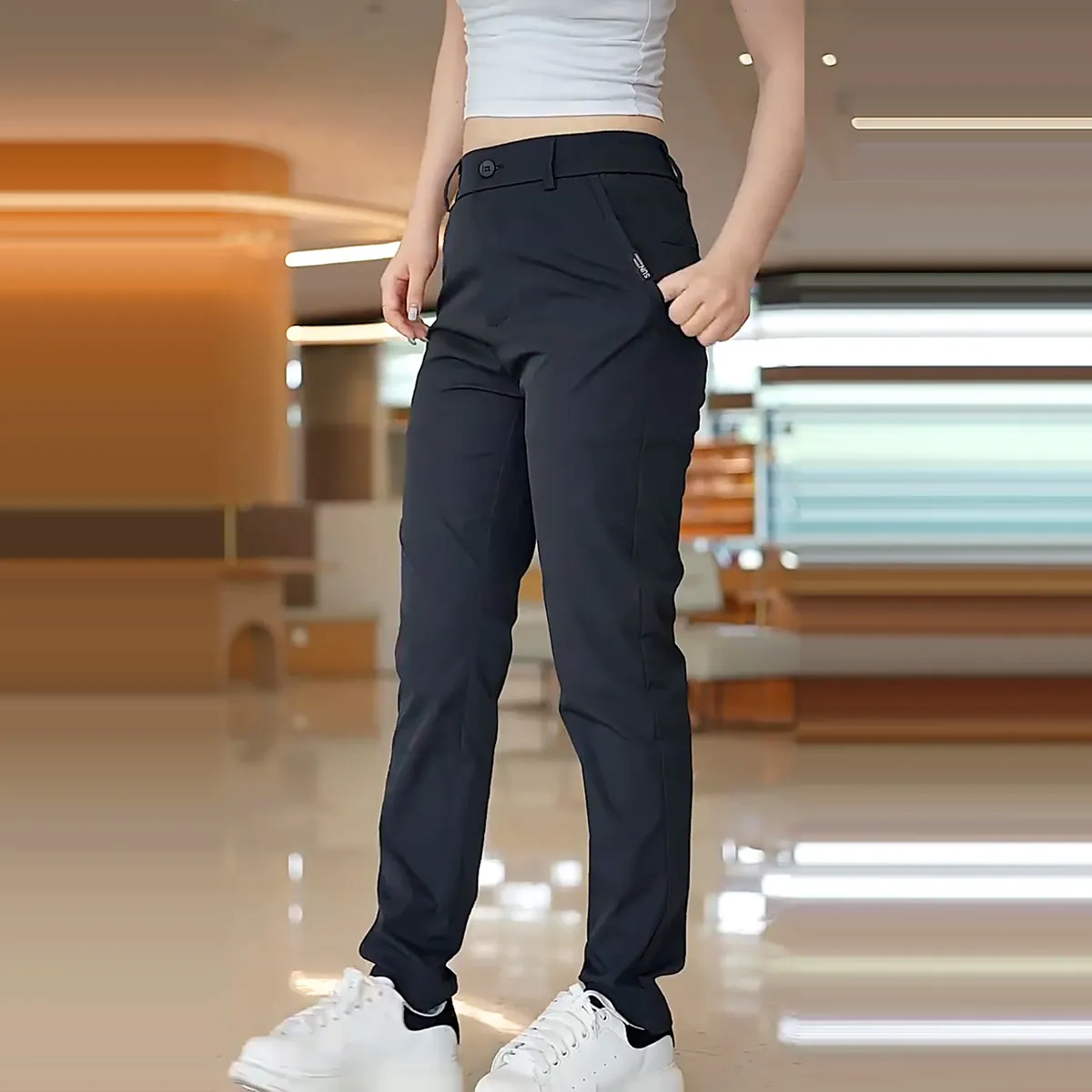 여름 얇은 남성 캐주얼 바지 트윌 원단 신축성 허리 비즈니스 슬림 스트레이트 카키 치노 워크 트라우저 남성 브랜드 의류