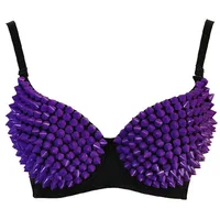 Rivets argentés Punk Rave Bralette Lingerie gothique soutien-gorge haut Sexy Push Up brassière discothèque fête Bar mode soutiens-gorge chauds pour les femmes 6