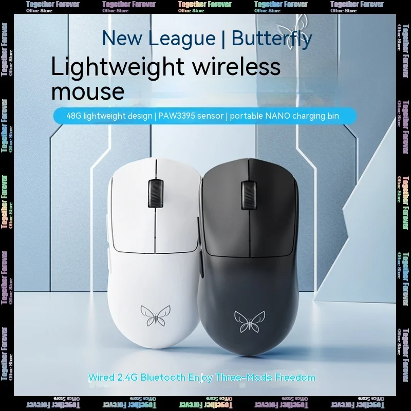 Xinmeng-Butterfly-Wireless-Mouse-Paw3395-Sensor-Three-Mode-Gaming-Mouse ...