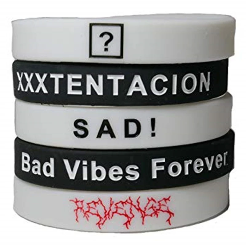 1 pulsera de silicona Xxx Sad Vibes Forever, brazalete de goma| | -