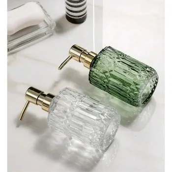 ขวดสบู่เหลวแบบกด 400 มล. ขวดแก้วใสสำหรับใส่เจลล้างมือ ขวดเปล่าสำหรับกดเจล อุปกรณ์ในห้องน้ำ 1