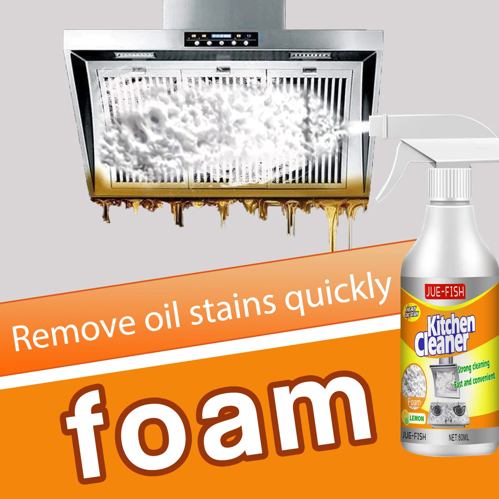 

60ML Multi-Purpose Foam Cleaner Stain Remover Leather Kitchen Grills Dirt Oil Cleaning Bubble Spray Foam Home Washing Tool