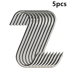 Premium Stainless Steel S Hooks for Kitchen and Butcher Shop (5Pcs)