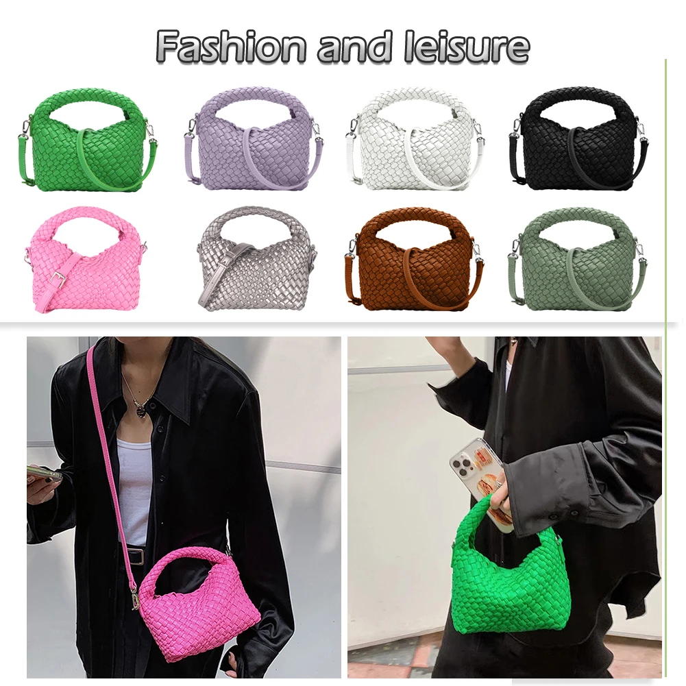 Pouch Crossbody Bags for Ladies Girl PU Niche Designer Handbag Hand-Woven  Handbags Adjustable Strap Travel Pouch Purse Phone Bag