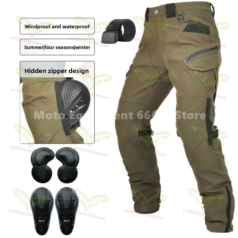 여름 통기성 남성용 오토바이 라이딩 팬츠 방수 방풍 사계절 이중 레이어 안티드롭 하이웨이스트 팬츠