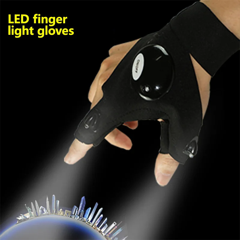 LED Button Battery Flashlight Lighting For Fishing Glove Repair Lighting Finger Light Winter Outdoor Night Fishing Light Glove