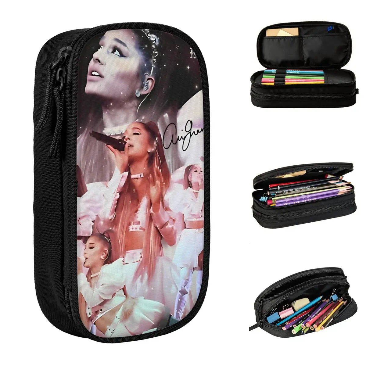 Vintage Pop Music R&B Pencil Case Classic Arianas Grandes Pen Holder Bag Girl Boy Big Capacity School Supplies Gift Pencil Box
