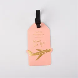 Premium PU Leather Luggage Tag and ID Holder - Travel Essential (Pink)