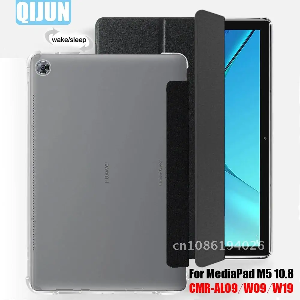 

Smart Wake Cover funda flip Leather Tri fold case stand Sleeve For Huawei MediaPad M5 10 pro 10.8" Tablet CMR-AL09 W09 W19