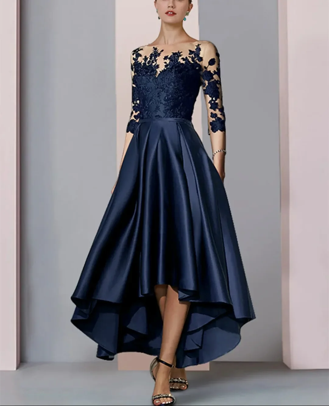 Stylish High Low Lace Prom Dress, Lace Evening Dress – shopluu