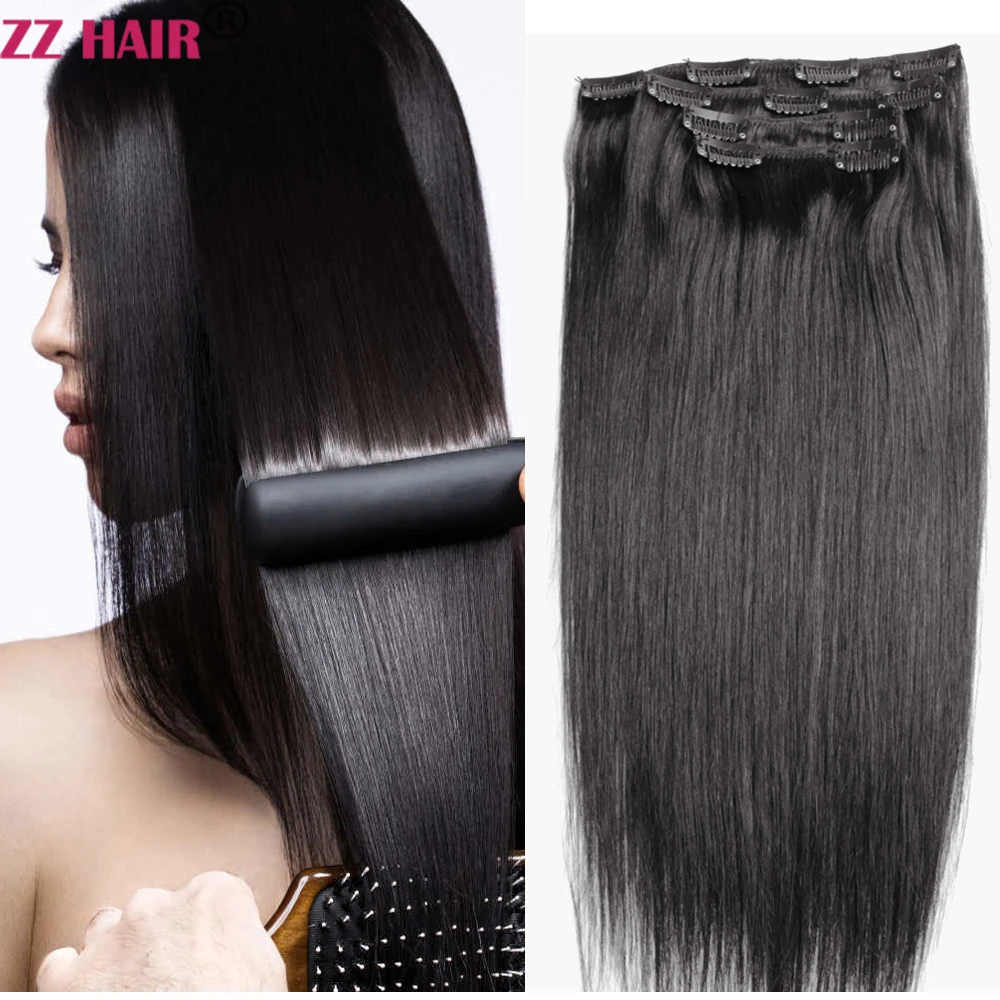 ZZHAIR Brazilian Human Remy Hair Extensions 16"-24" Clips-in 4pcs Set 70g-80g Four Pieces 1x20cm 1x15cm 2x10cm Natural